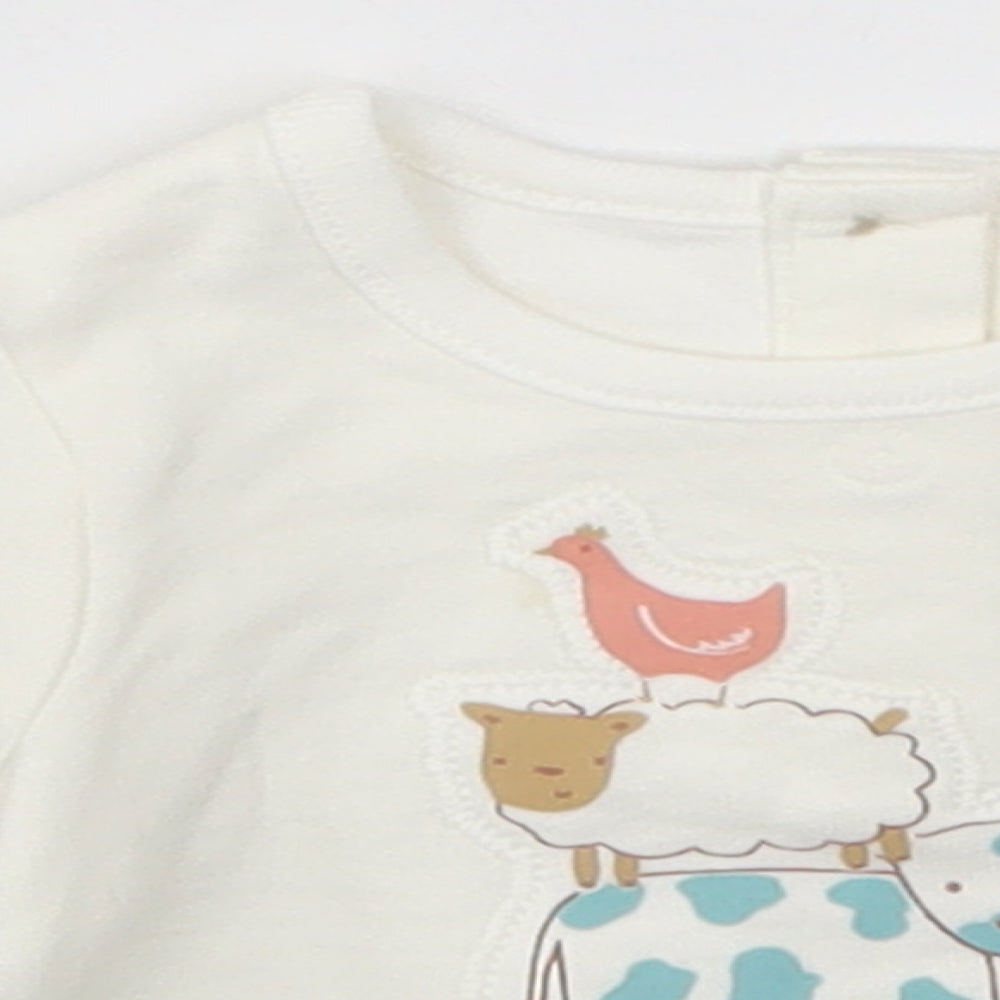 Primark Baby White   Basic T-Shirt Size Newborn  - Farm Animals