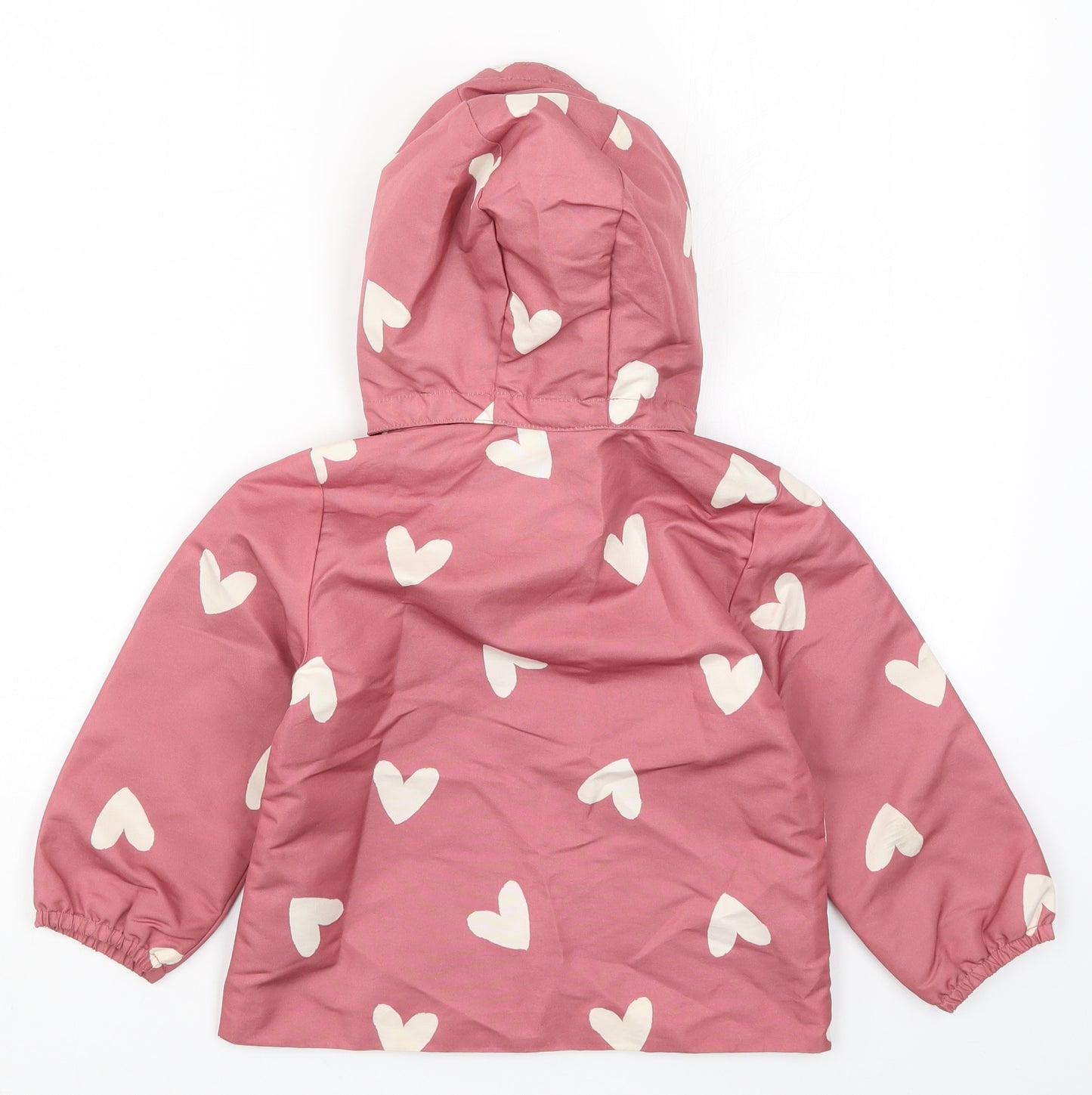 H&M Girls Pink   Basic Coat Coat Size 4 Years  - Love Hearts