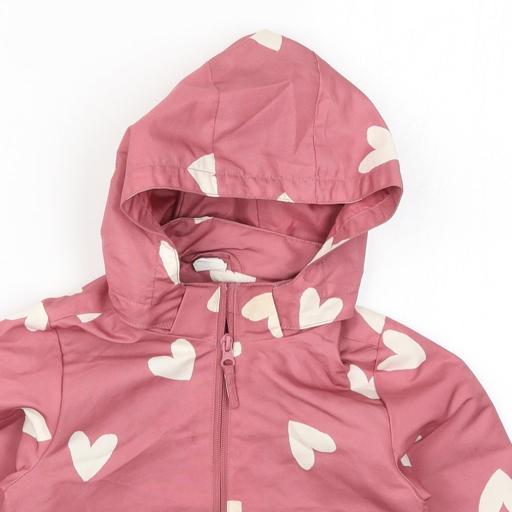 H&M Girls Pink   Basic Coat Coat Size 4 Years  - Love Hearts