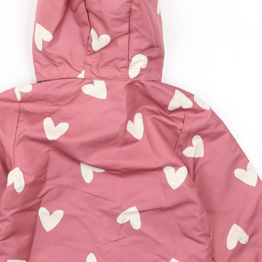 H&M Girls Pink   Basic Coat Coat Size 4 Years  - Love Hearts