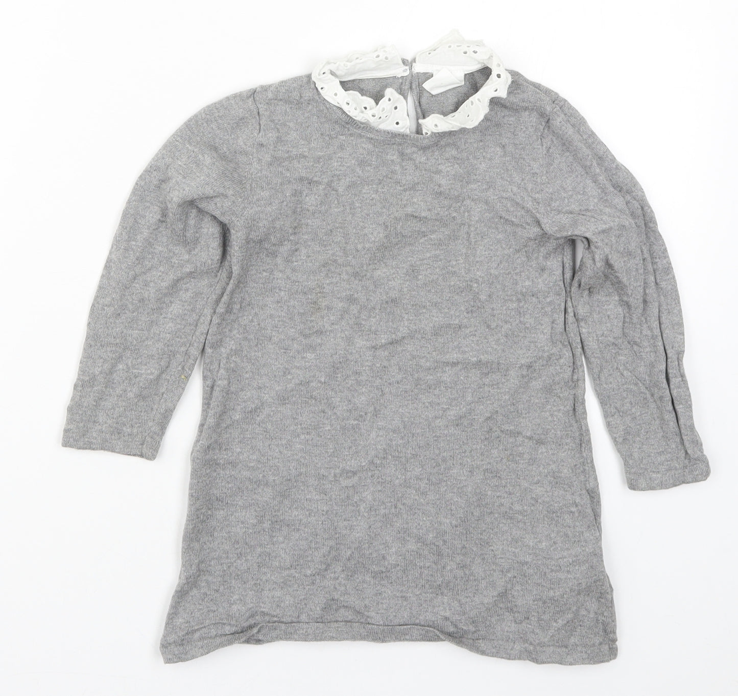 H&M Girls Grey  Knit Jumper Dress  Size 3-4 Years