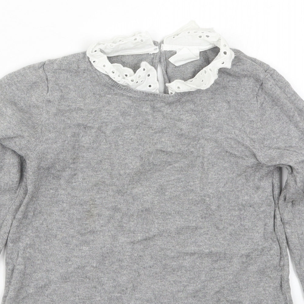 H&M Girls Grey  Knit Jumper Dress  Size 3-4 Years