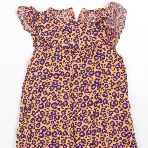 George Girls Orange Animal Print  Basic Tank Size 4-5 Years
