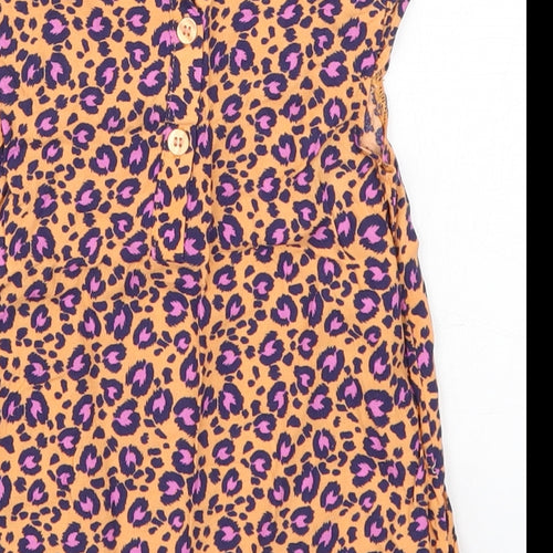 George Girls Orange Animal Print  Basic Tank Size 4-5 Years