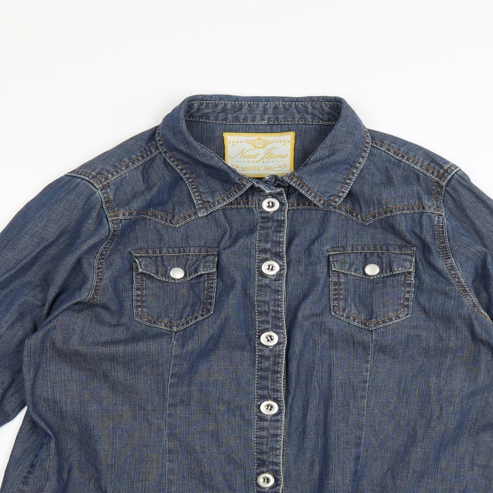 NEXT Womens Blue   Basic Button-Up Size 14