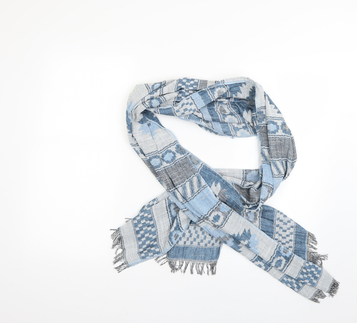 Preworn Womens Blue Geometric   Scarf