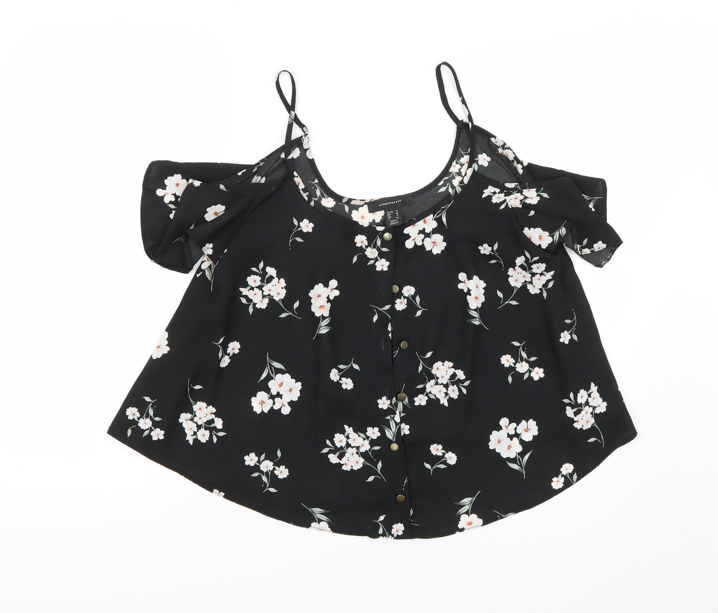Atmosphere Womens Black Floral  Basic Blouse Size 12