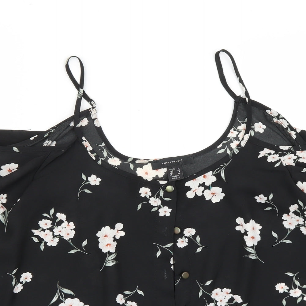 Atmosphere Womens Black Floral  Basic Blouse Size 12