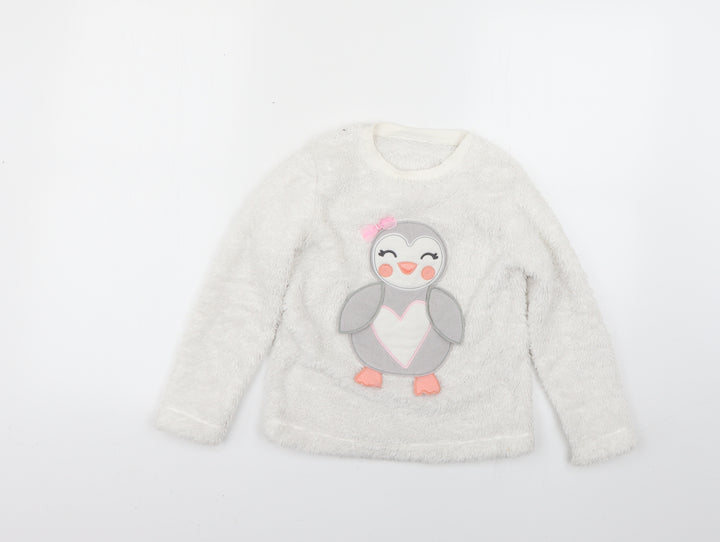 gorge Girls White Solid Top Pyjama Top Size 6-7 Years