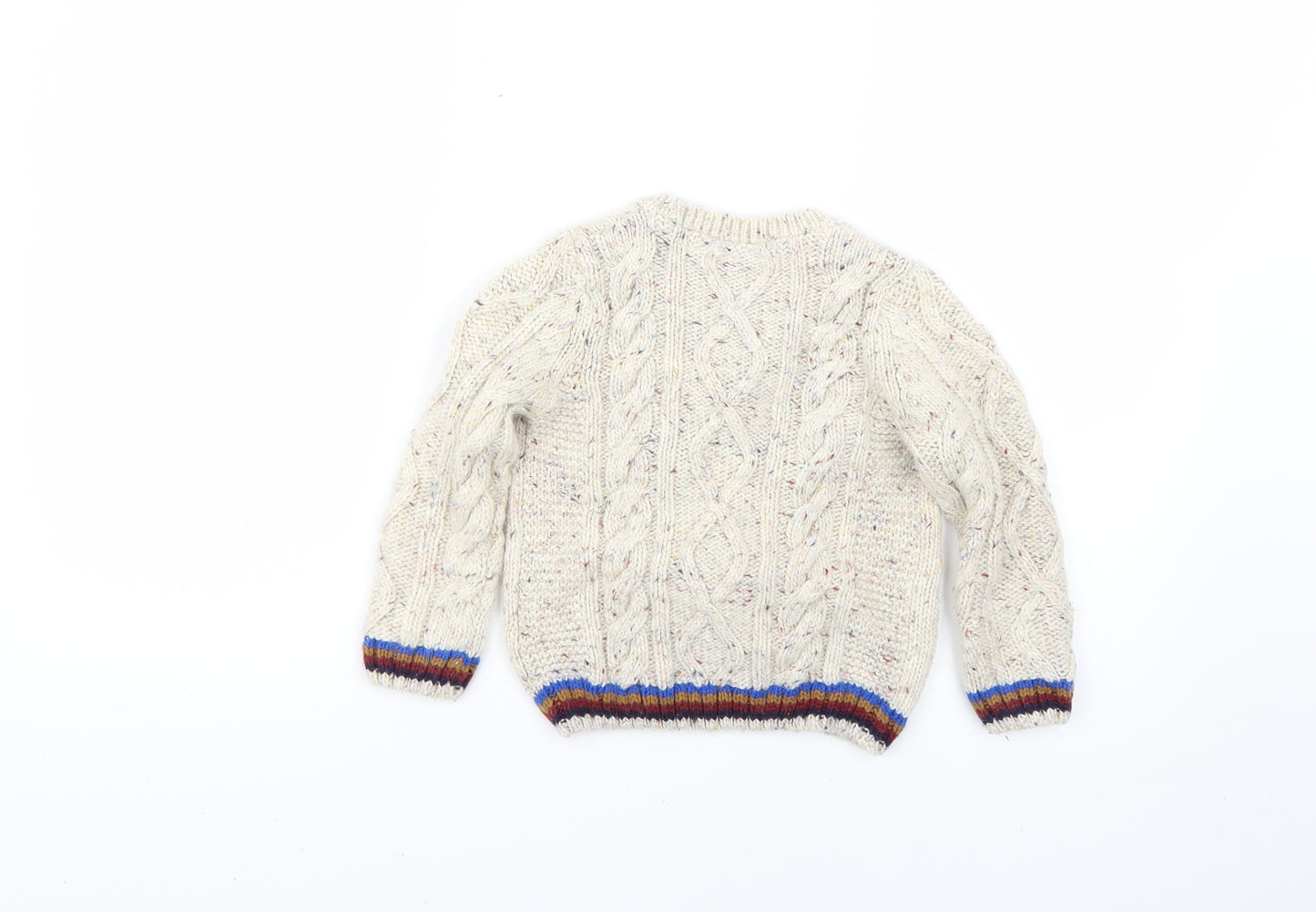 Marks and Spencer Boys Beige Geometric  Pullover Jumper Size 2-3 Years