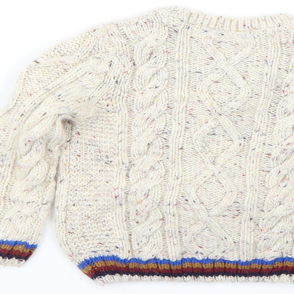 Marks and Spencer Boys Beige Geometric  Pullover Jumper Size 2-3 Years