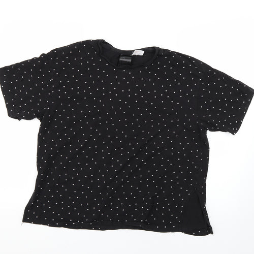 H&M Womens Black Polka Dot  Basic T-Shirt Size M