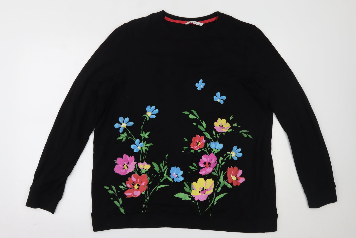 TU Womens Black Floral  Pullover Sweatshirt Size 18