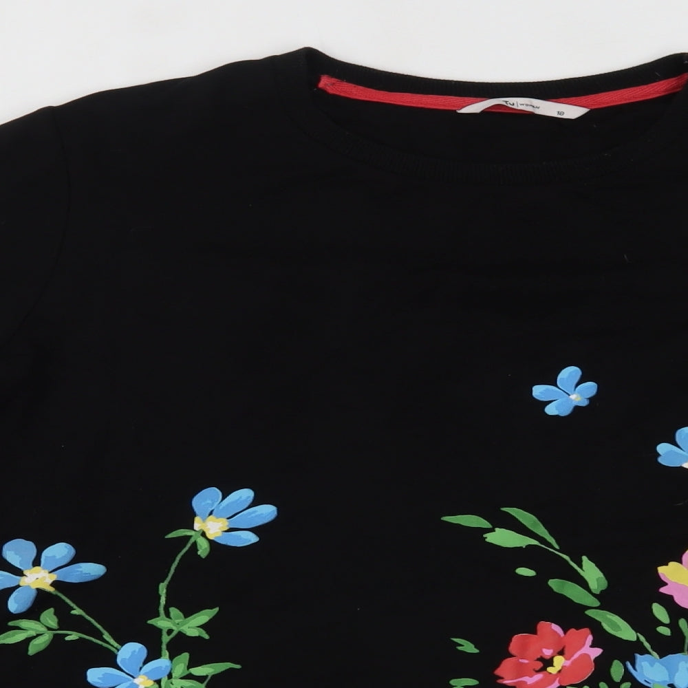 TU Womens Black Floral  Pullover Sweatshirt Size 18