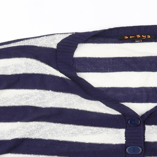 Amaya Womens Blue Striped  Cape Jumper Size L