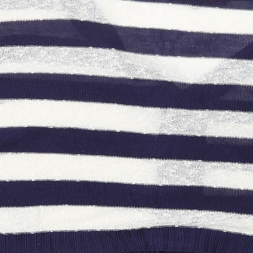 Amaya Womens Blue Striped  Cape Jumper Size L
