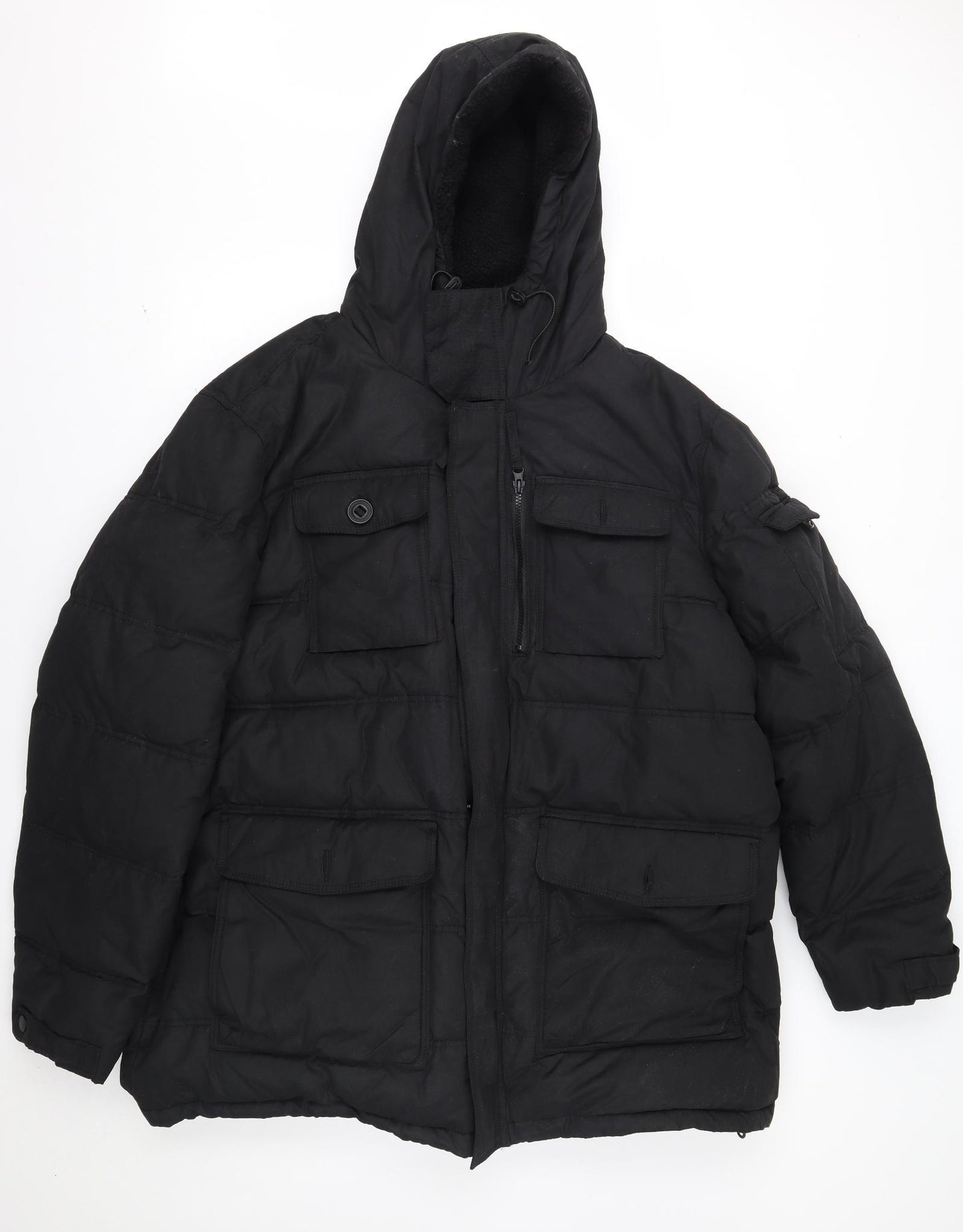 F&F Mens Black   Overcoat Coat Size 3XL