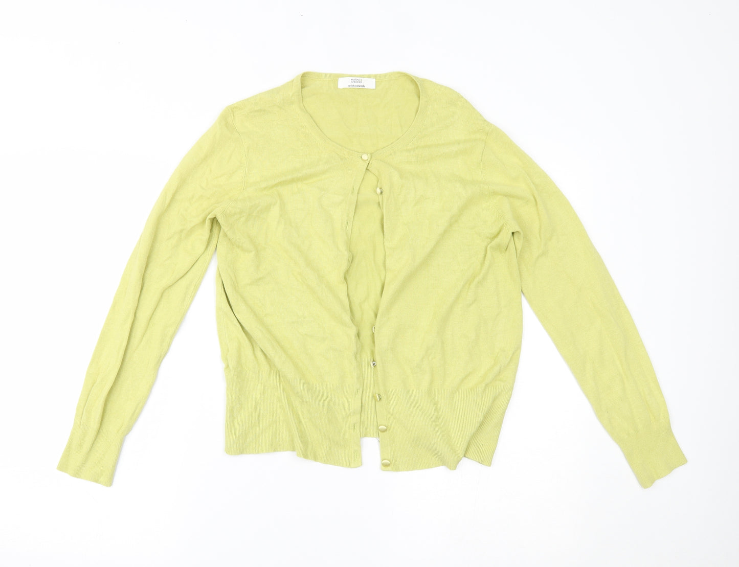 Marks and Spencer Womens Yellow   Cardigan Jumper Size 14