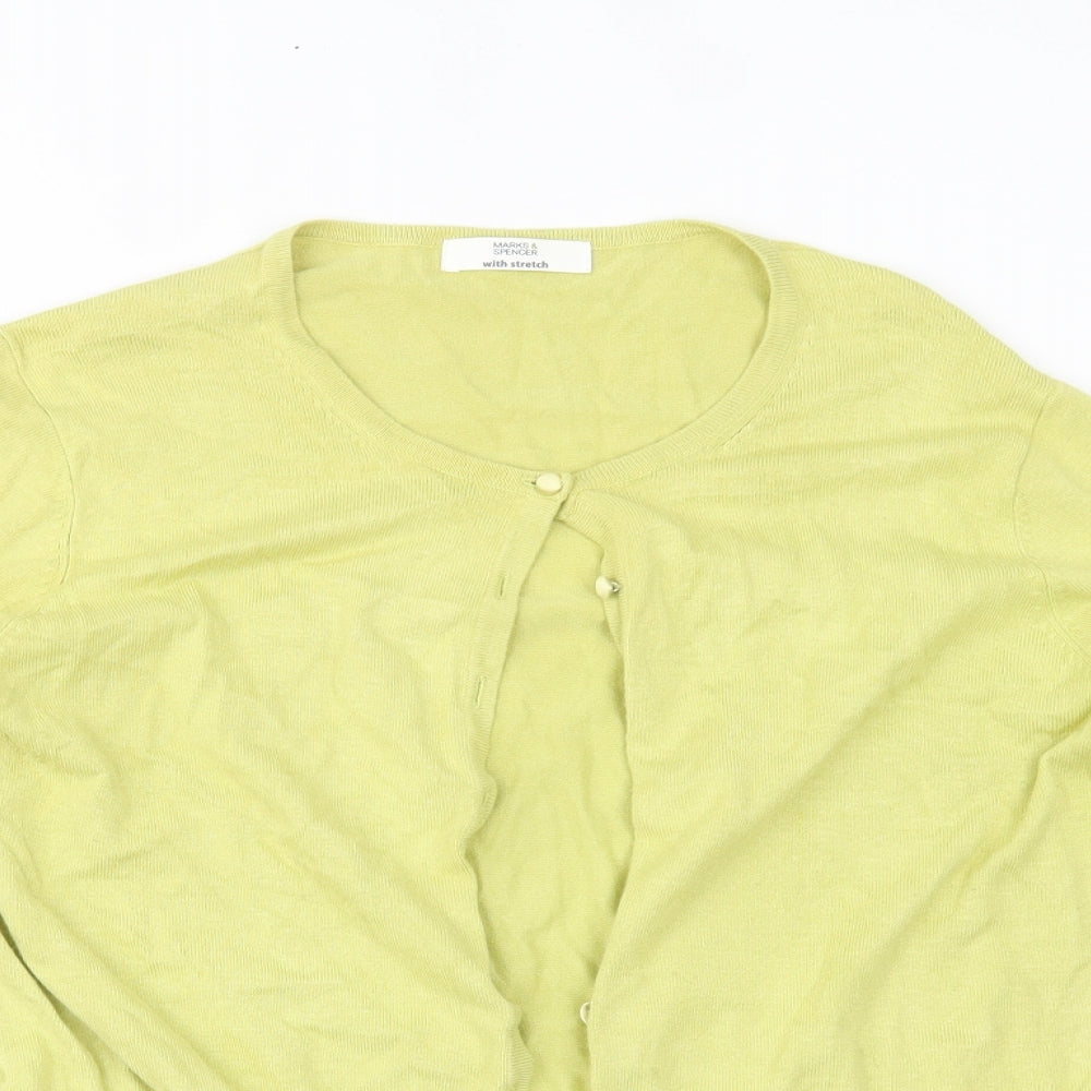Marks and Spencer Womens Yellow   Cardigan Jumper Size 14