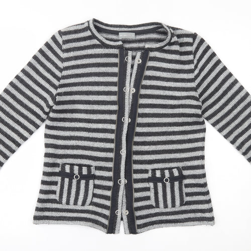 Per Una Womens Grey Striped  Cardigan Jumper Size M