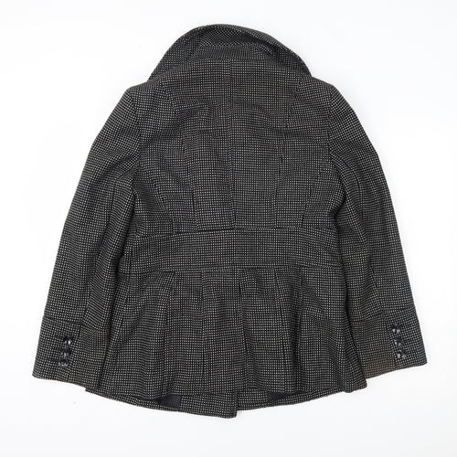 Debenhams Womens Black Polka Dot  Overcoat Coat Size 14