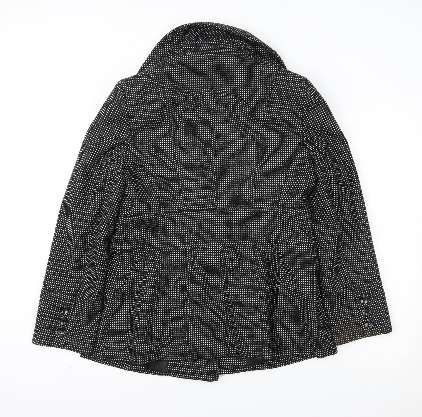 Debenhams Womens Black Polka Dot  Overcoat Coat Size 14