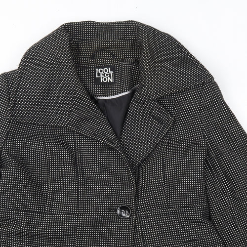 Debenhams Womens Black Polka Dot  Overcoat Coat Size 14