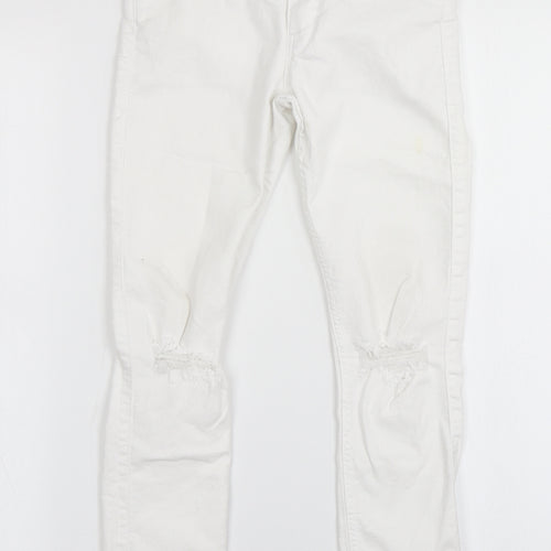 H&M Girls White  Denim Skinny Jeans Size 9-10 Years - Distressed