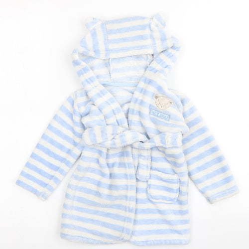 George Boys Blue Striped Fleece Kimono Robe Size 12-18 Months