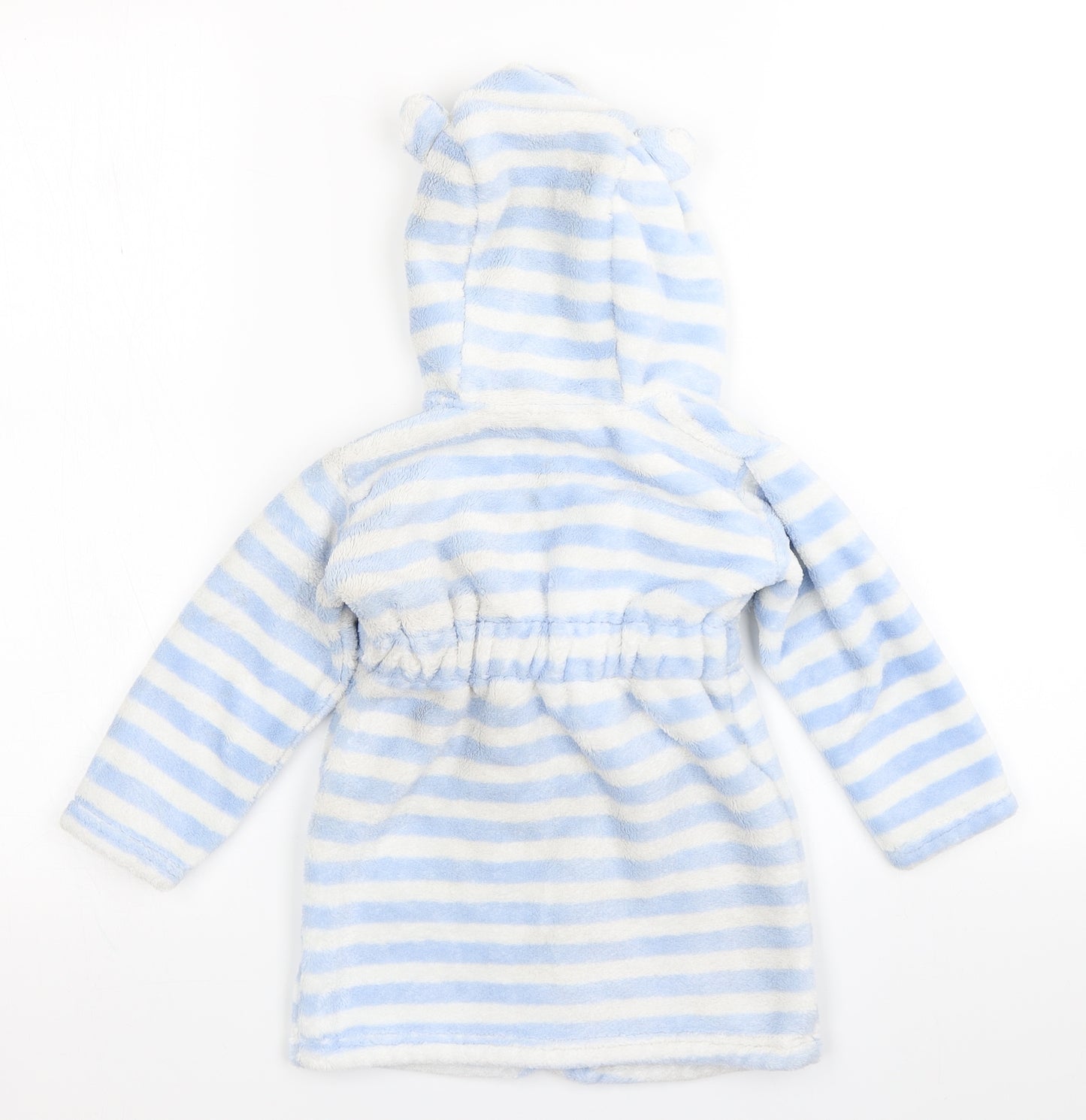 George Boys Blue Striped Fleece Kimono Robe Size 12-18 Months