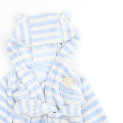 George Boys Blue Striped Fleece Kimono Robe Size 12-18 Months