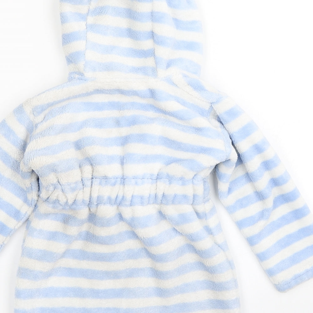 George Boys Blue Striped Fleece Kimono Robe Size 12-18 Months