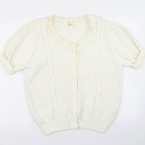 Etam Womens White  Knit Cardigan Jumper Size L