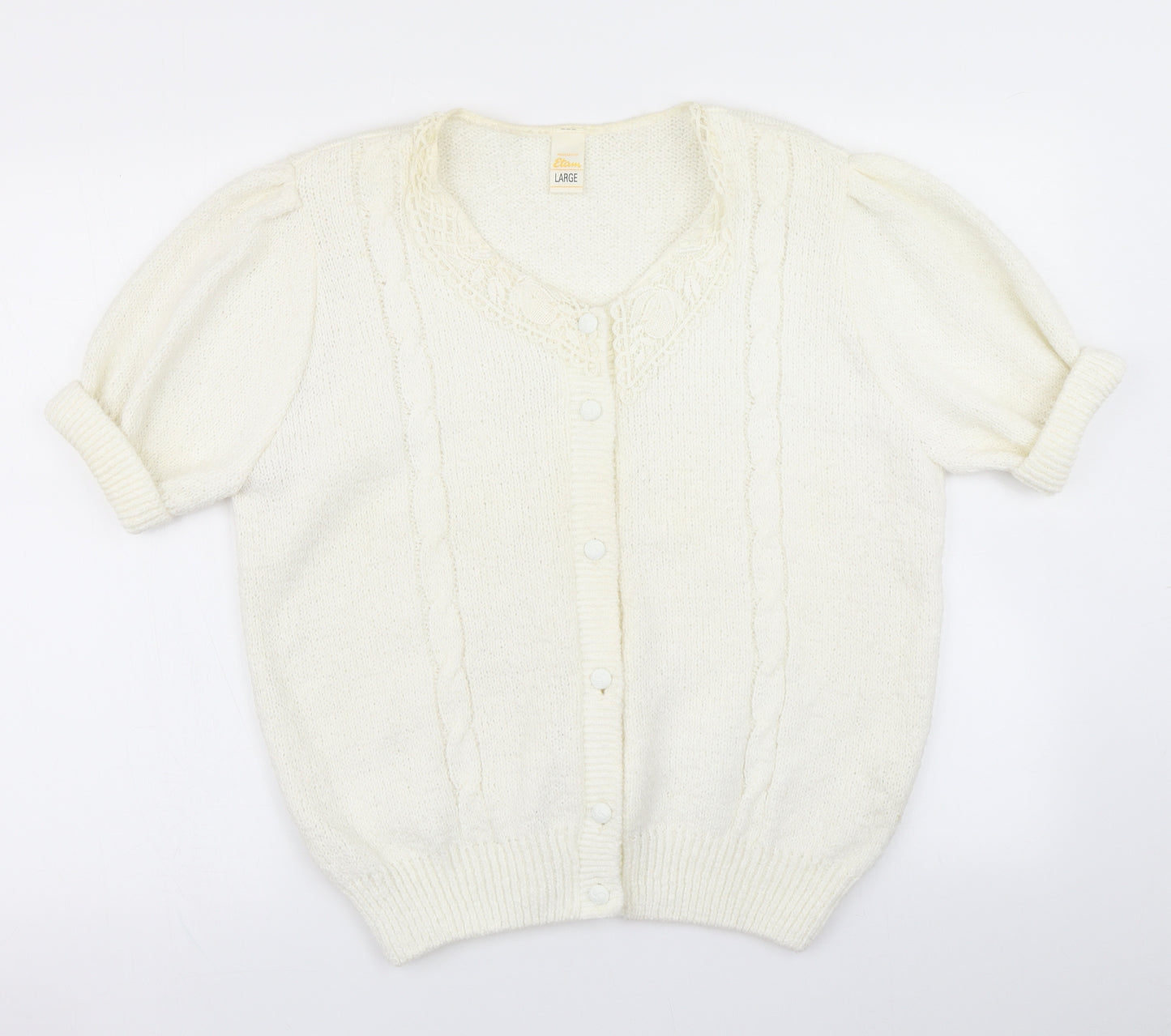Etam Womens White  Knit Cardigan Jumper Size L