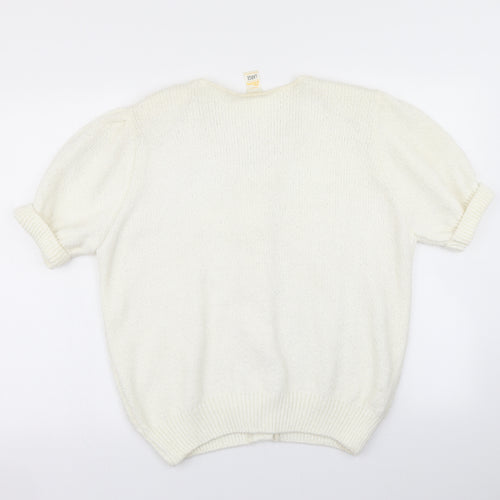 Etam Womens White  Knit Cardigan Jumper Size L