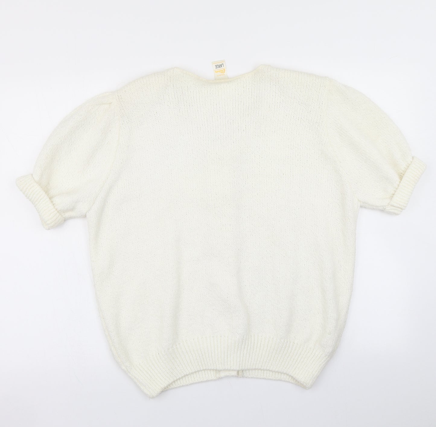 Etam Womens White  Knit Cardigan Jumper Size L