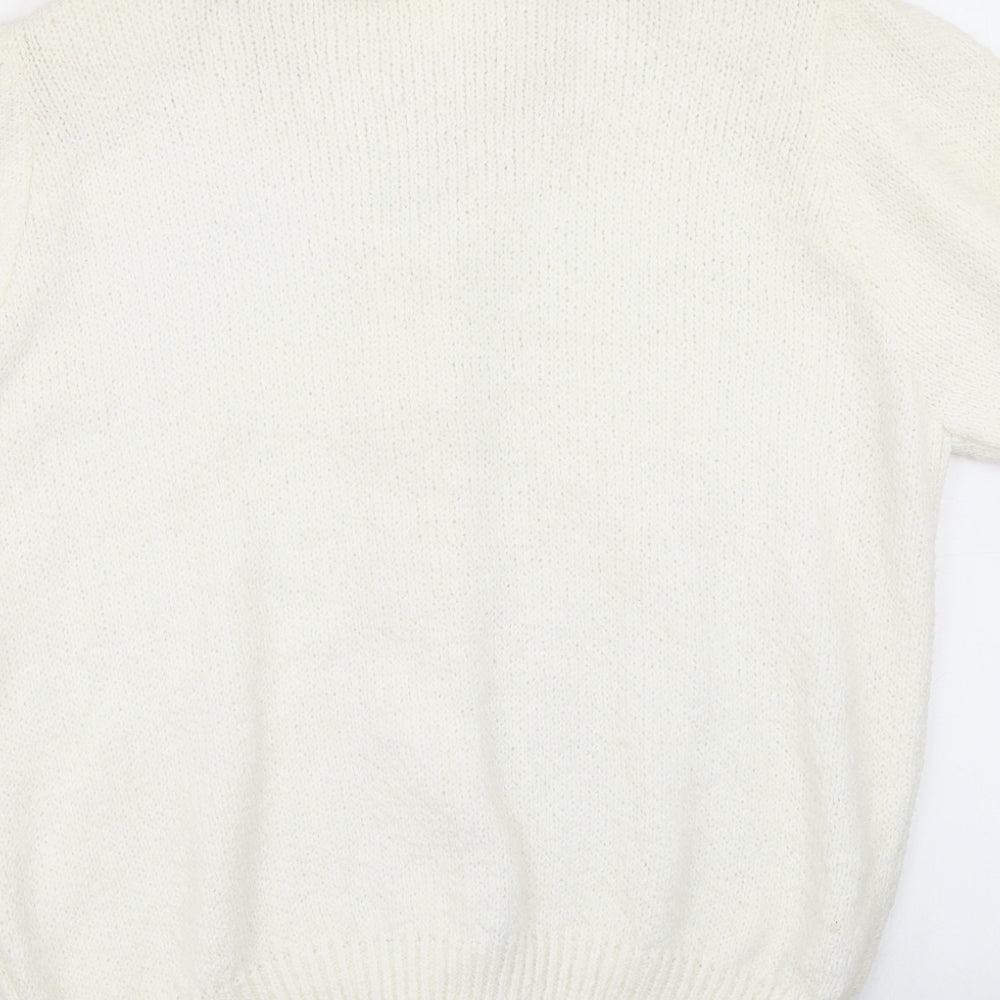 Etam Womens White  Knit Cardigan Jumper Size L