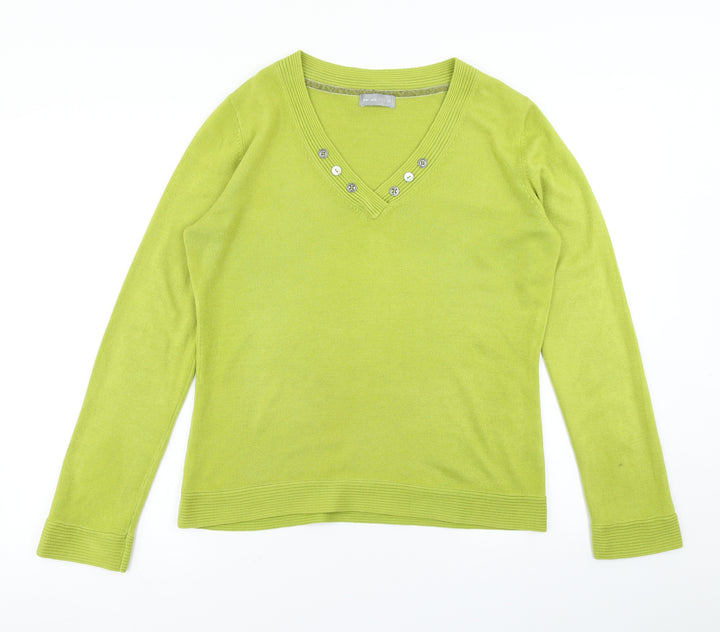 Per Una Womens Green Knit Pullover Jumper Size 12