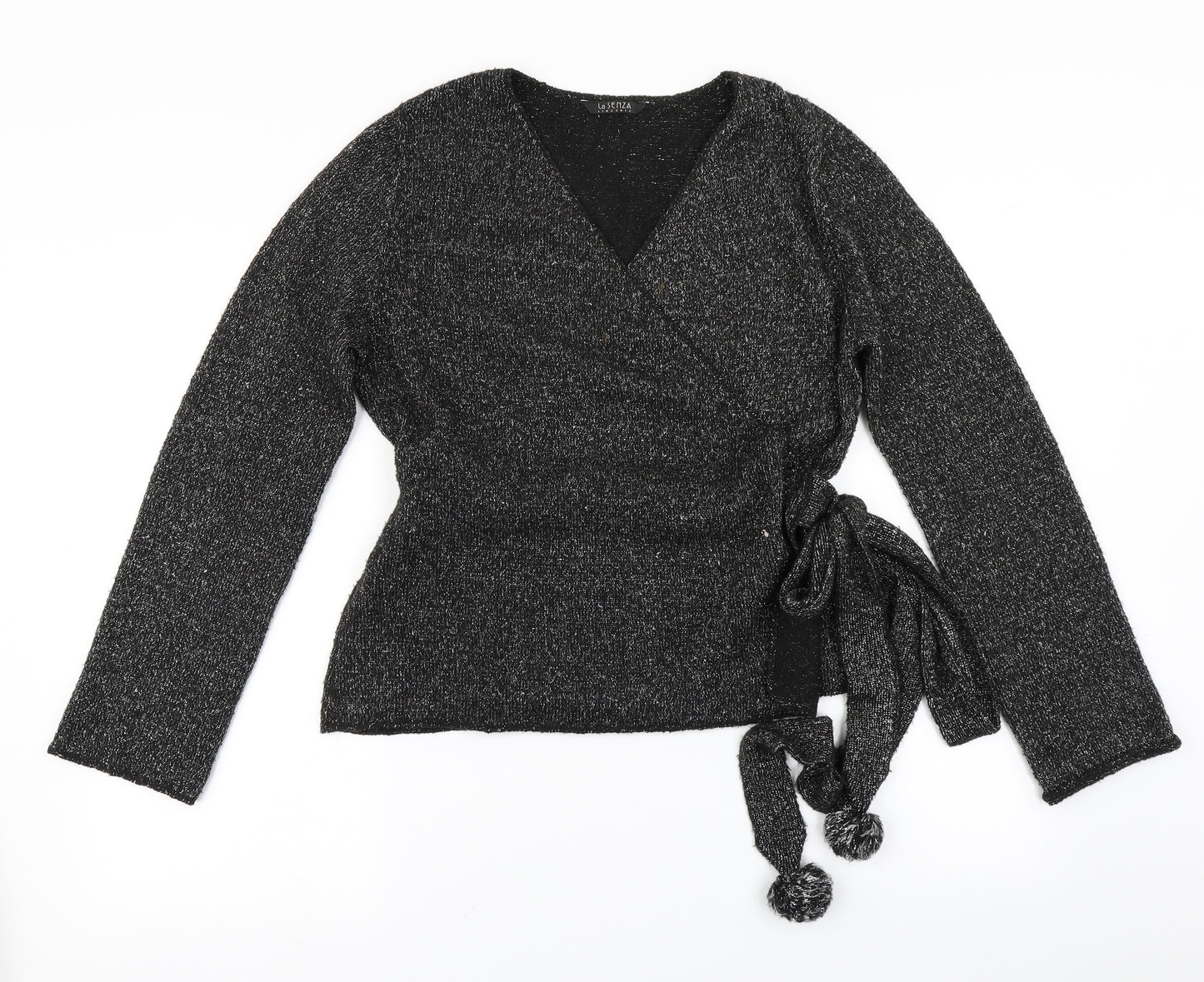 La Senza Womens Black  Knit Wrap Jumper Size L