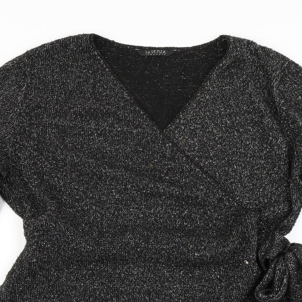 La Senza Womens Black  Knit Wrap Jumper Size L