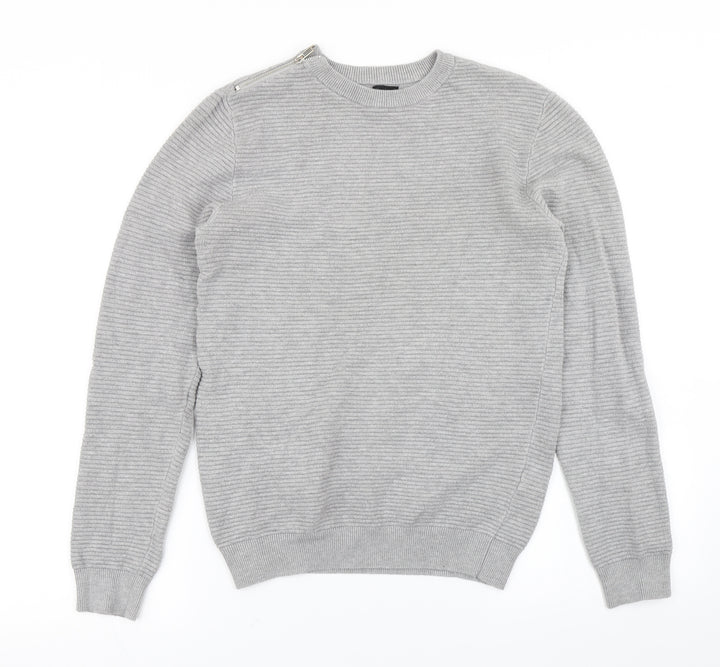 River Island Mens Grey Knit Pullover Jumper Size XS