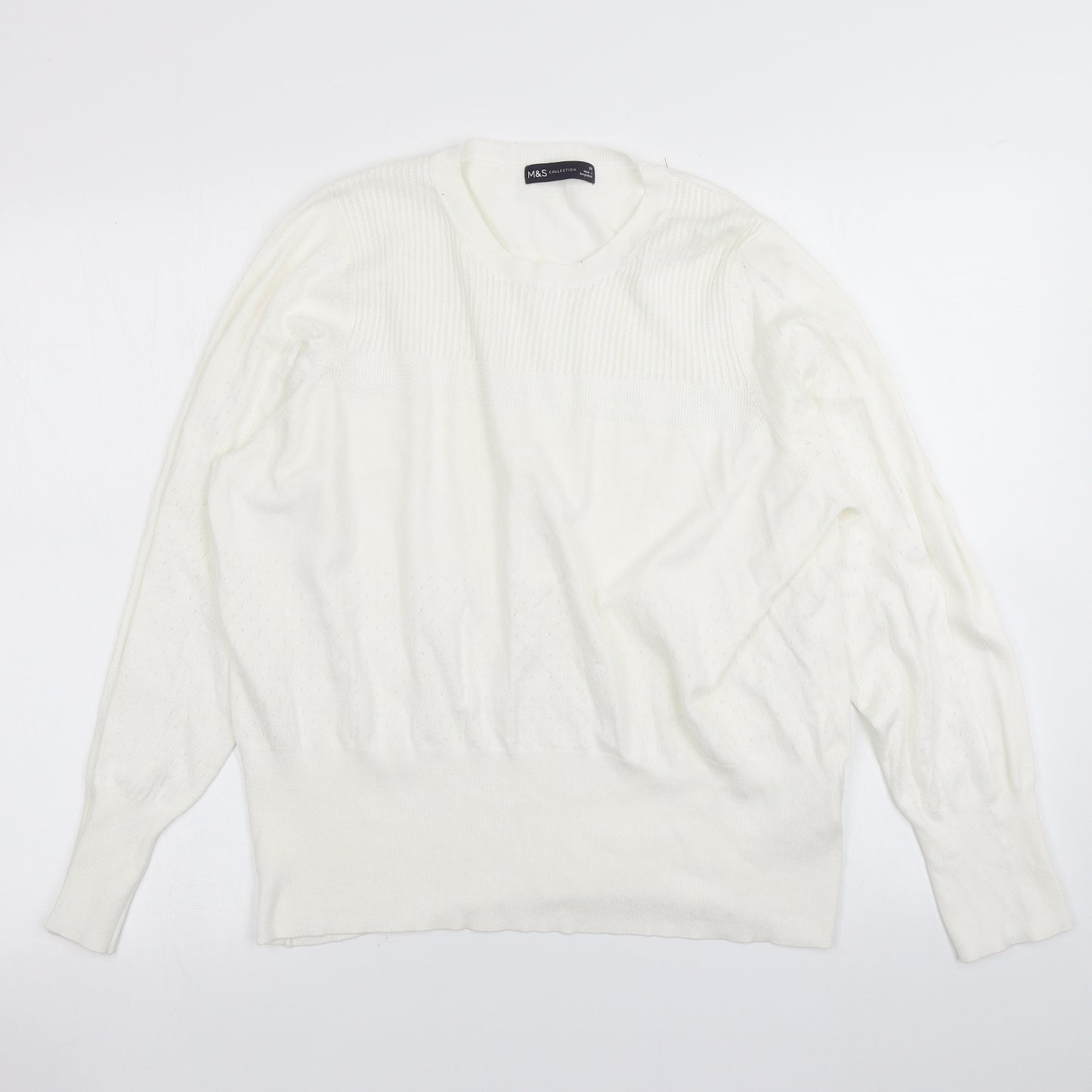 M&S Womens White  Knit Pullover Jumper Size 20