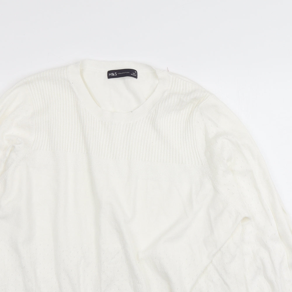 M&S Womens White  Knit Pullover Jumper Size 20