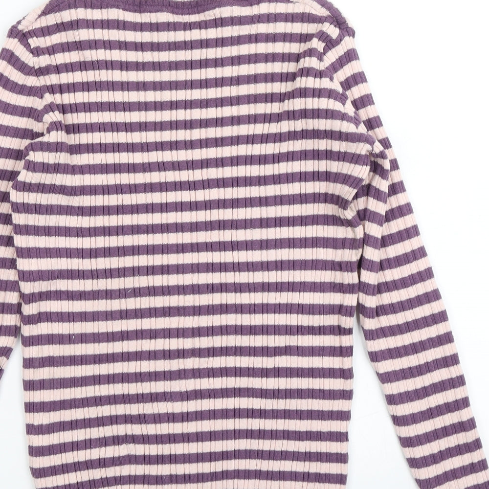 Nutmeg Girls Pink Striped Knit Pullover Jumper Size 12-13 Years