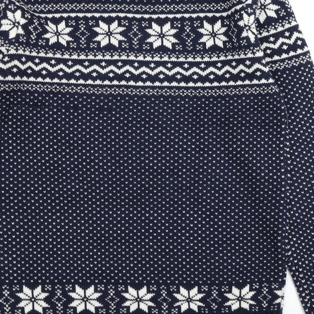 Seasons Greetings Mens Blue Fair Isle Knit Pullover Jumper Size M