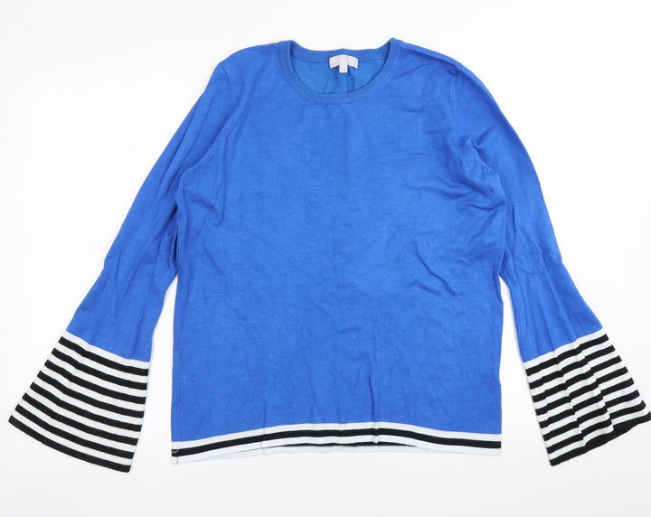 Red Herring Womens Blue Striped Knit Pullover Jumper Size 14 - Flare sleeve