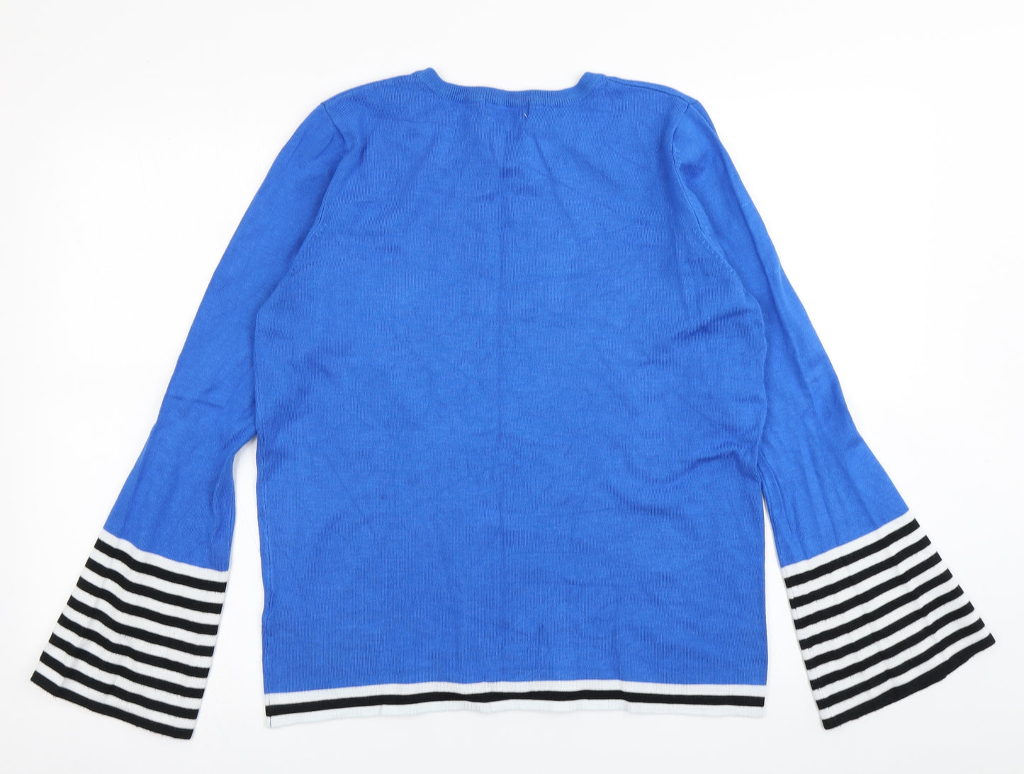 Red Herring Womens Blue Striped Knit Pullover Jumper Size 14  - Flare sleeve