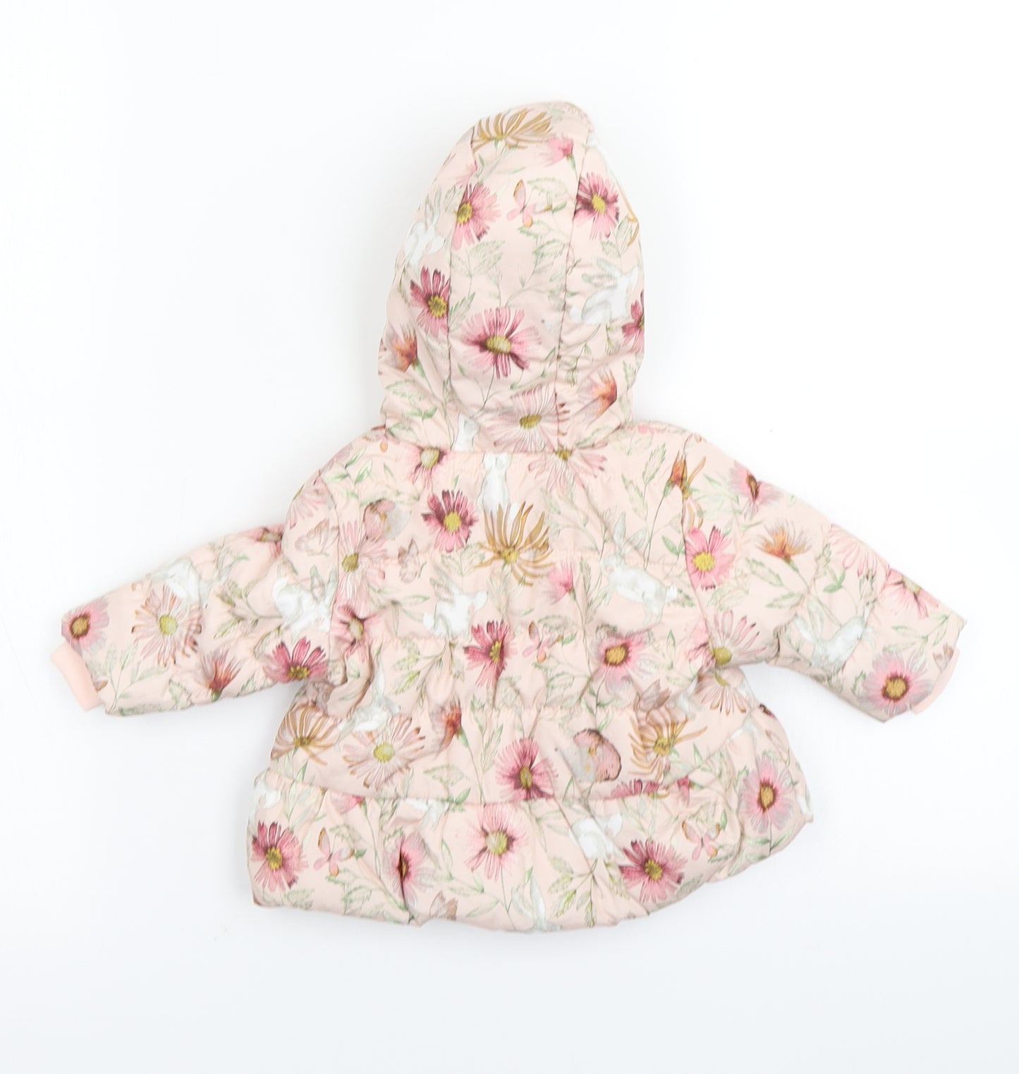 NEXT Girls Pink Floral  Parka Coat Size 0-3 Months