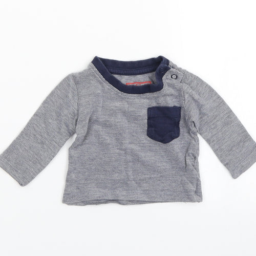 Earlydays Boys Blue Striped  Basic T-Shirt Size 0-3 Months