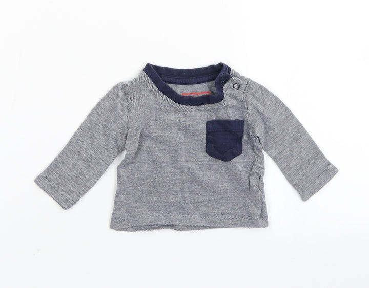 Earlydays Boys Blue Striped  Basic T-Shirt Size 0-3 Months